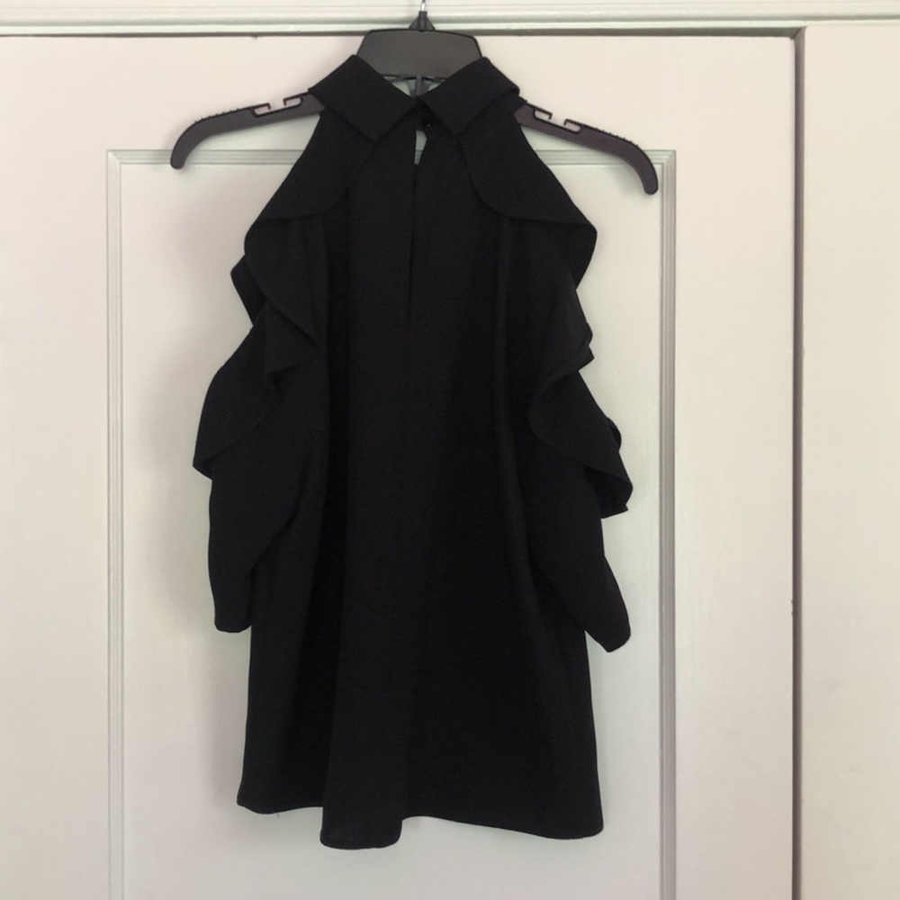 Topshop Ruffle Cold Shoulder Top - Picture 3 of 8